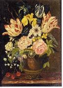 Floral, beautiful classical still life of flowers.030